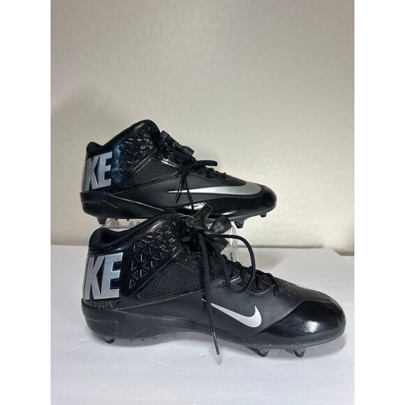 Nike Lunar Code Pro 3/4 Detachable Football Cleats Black Silver 579669-002 Sz 18 - Picture 1 of 9